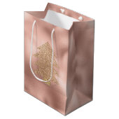 Rose Gold Glitzy Glitter Christmas Tree      Medium Cadeauzakje (Voorkant Gekanteld)
