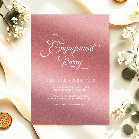 Rose Gold Gradient Modern Engagement Party Kaart