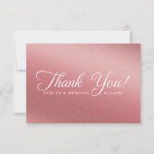 Rose Gold Gradient Modern Minimalist Wedding Bedankkaart (Voorkant)
