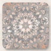 Rose Gold Gray Floral Mandala Bier Onderzetter (Voorkant)