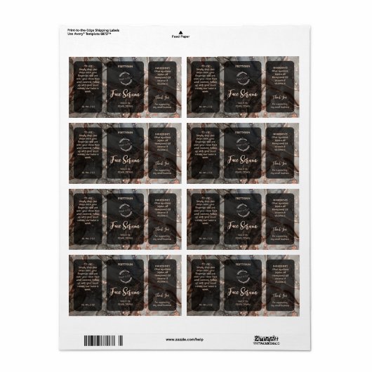 Rose Gold Gray Glitter Serum Label (Full Sheet)