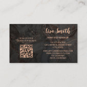 Rose Gold Gray Ink Marble Scan QR Code Business Ca Visitekaartje (Achterkant)