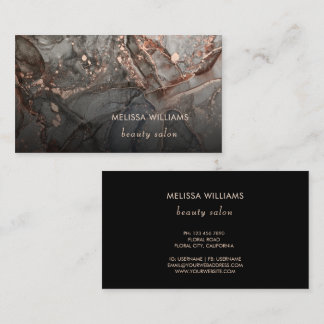 Rose Gold Gray Ink Marble  Visitekaartje