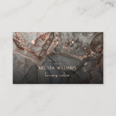 Rose Gold Gray Ink Marble Visitekaartje (Voorkant)