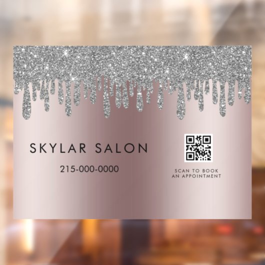 Rose Gold Hair Salon Kapsalon Stylist QR-code Raamsticker (Vel 2)
