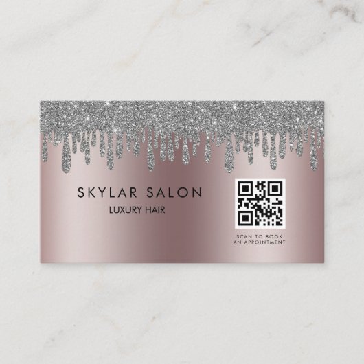 Rose Gold Hair Salon Stylist QR code Visitekaartje (Voorkant)