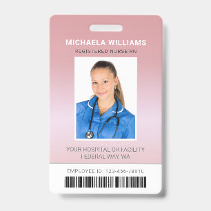 Rose Gold Healthcare Barcode Werknemer Foto ID Badge