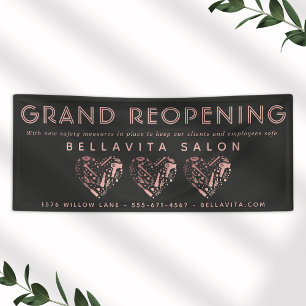 Rose Gold Heart Salon Heropening Bedrijf Spandoek