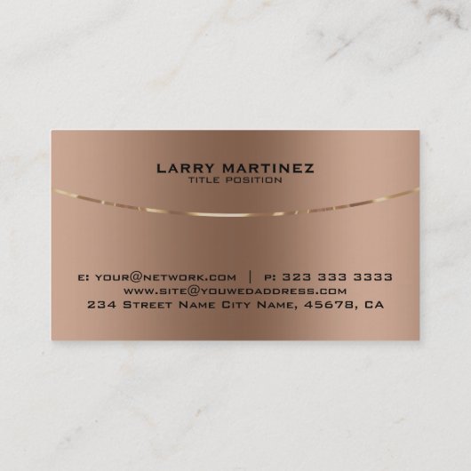 Rose-gold image of faux metallic background visitekaartje (Achterkant)