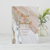 Rose Gold Ink Aesthetic Chic Wedding Invitation Kaart (Staand voorkant)