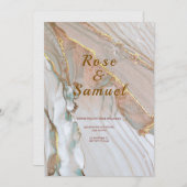Rose Gold Ink Aesthetic Chic Wedding Invitation Kaart (Voorkant / Achterkant)