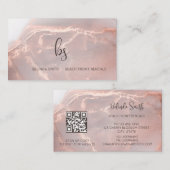 Rose Gold Ink Marble Black Initials Visitekaartje (Voorkant / Achterkant)