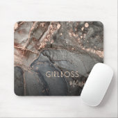 Rose Gold Ink Marble | Girlboss Name Muismat (Met muis)