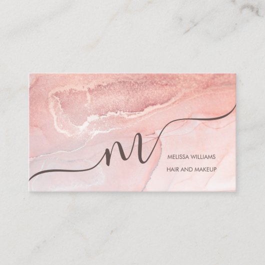 Rose Gold Ink Marble | QR Code Visitekaartje (Voorkant)