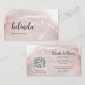 Rose Gold  Ink Marble | QR Code Visitekaartje (Voorkant / Achterkant)