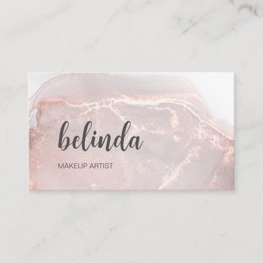 Rose Gold  Ink Marble | QR Code Visitekaartje (Voorkant)