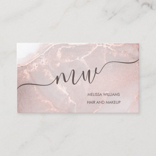 Rose Gold  Ink Marble | QR Code Visitekaartje (Voorkant)