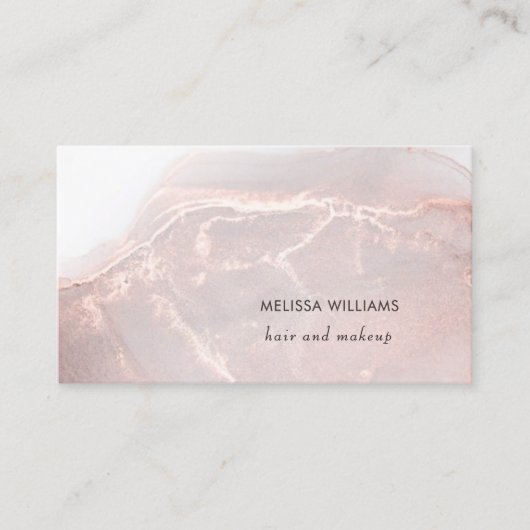 Rose Gold  Ink Marble | QR Code Visitekaartje (Voorkant)