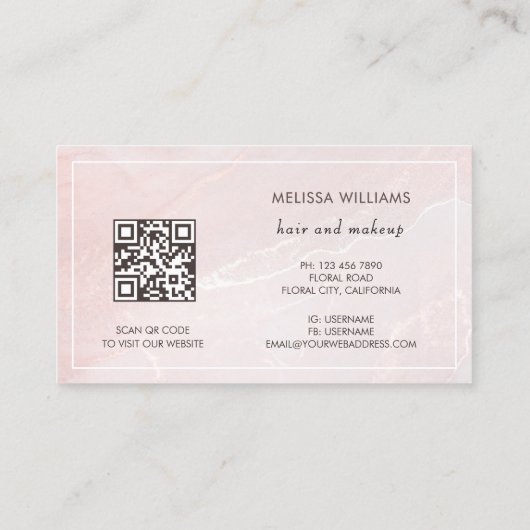 Rose Gold Ink Marble | QR Code Visitekaartje (Achterkant)