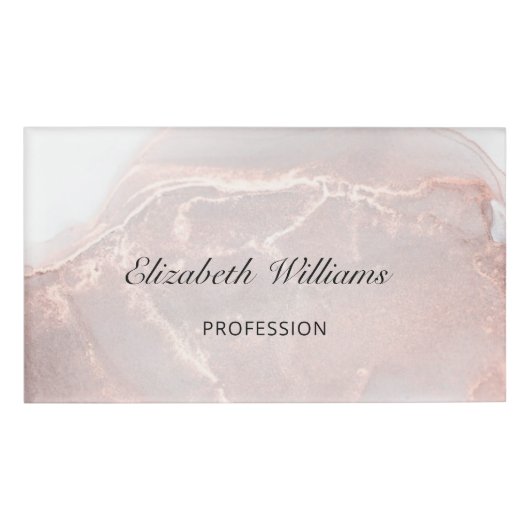 Rose Gold Ink Marmer Naambadge (Voorkant)