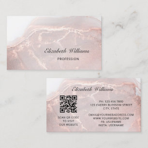 Rose Gold Ink Marmer   QR Code Visitekaartje
