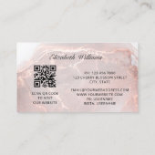 Rose Gold Ink Marmer | QR Code Visitekaartje (Achterkant)
