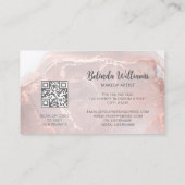 Rose Gold Ink Marmer | QR Code Visitekaartje (Achterkant)