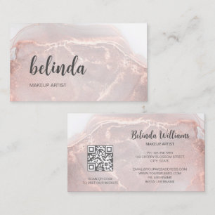 Rose Gold Ink Marmer QR Code Visitekaartje