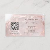 Rose Gold Ink Marmer | QR Code Visitekaartje (Achterkant)