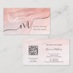 Rose Gold Ink Marmer QR Code Visitekaartje