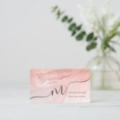 Rose Gold Ink Marmer | QR Code Visitekaartje (Staand voorkant)