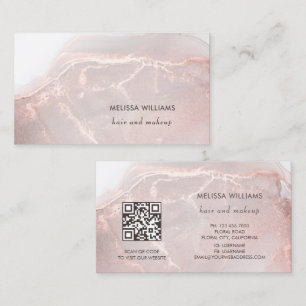 Rose Gold Ink Marmer   QR Code Visitekaartje
