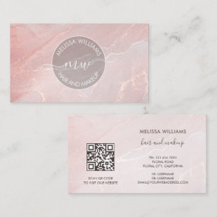Rose Gold  Ink Marmer   QR Code Visitekaartje