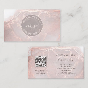 Rose Gold Ink Marmer   QR Code Visitekaartje