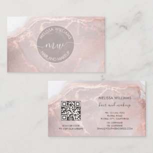 Rose Gold Inkt Marmer   QR Code Visitekaartje