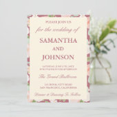 Rose Gold Ivory Floral Monogram Photo Wedding Kaart (Staand voorkant)
