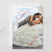 Rose Gold Ivory Floral Monogram Photo Wedding Kaart (Achterkant)