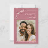 Rose gold ivory modern photo wedding Save the Date (Voorkant)