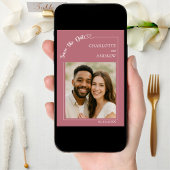 Rose gold ivory modern photo wedding Save the Date