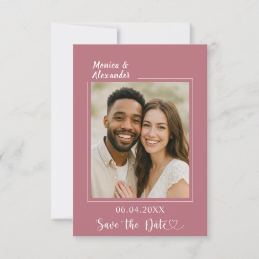 Rose gold ivory photo wedding Save the Date (Voorkant)