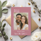 Rose gold ivory photo wedding Save the Date