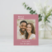Rose gold ivory photo wedding Save the Date card (Staand voorkant)