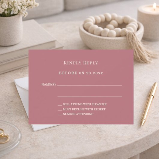 Rose gold ivory wedding response RSVP Notitiekaartje