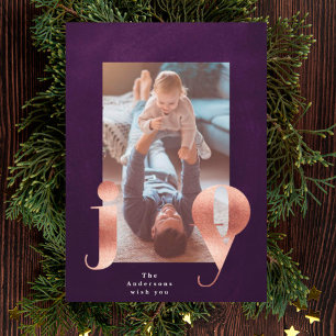 Rose Gold JOY Lijst Kerst Foto Feestdagenkaart