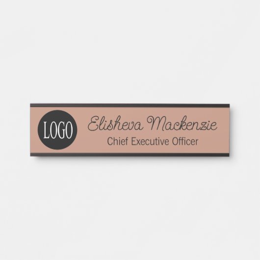 Rose Gold Kantoor Deur Bordje Uw Logo (Voorkant)