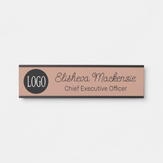 Rose Gold Kantoor Deur Bordje Uw Logo (Voorkant)