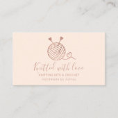 Rose gold knitting crochet yarn handmade kit blush visitekaartje (Voorkant)
