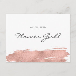 Rose Gold Kwaststreek Be My Flower Girl Uitnodiging Briefkaart