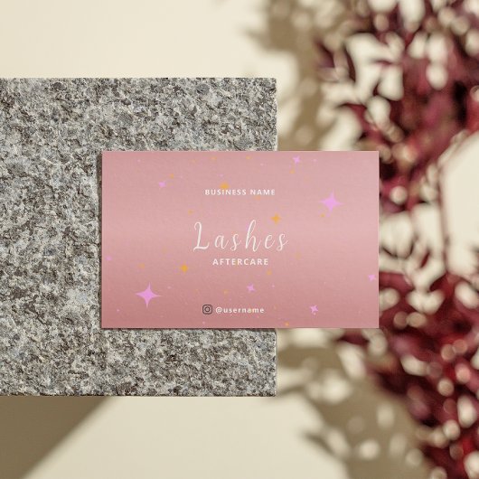 Rose Gold Lash Client After Care Instruction Card Visitekaartje