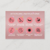 Rose Gold Lash Client After Care Instruction Card Visitekaartje (Achterkant)